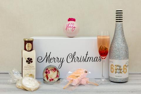 glittered prosecco bottle gift pack